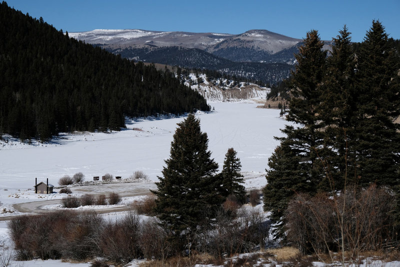 First climb up Cross Creek Trail, looking down on Beaver Creek Resevoir.