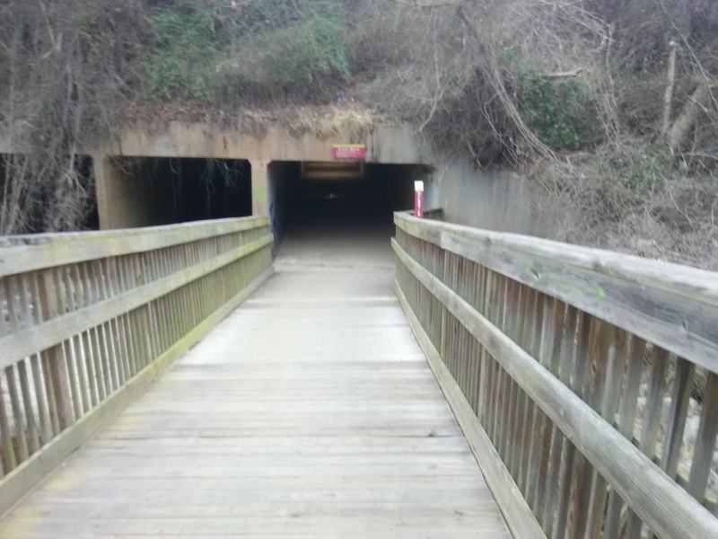 Foot bridge heading to tunnel under Hammond Road.