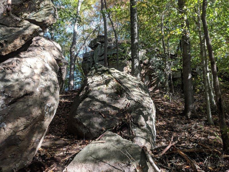 "Boulder Ridge" features many such large rocks and cliffs.