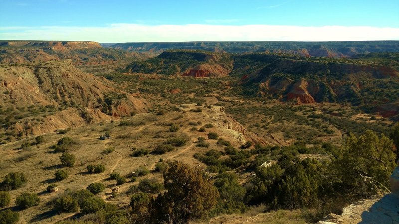 Palo Duro Canyon from the rim viewpoint on a sunny February day.
