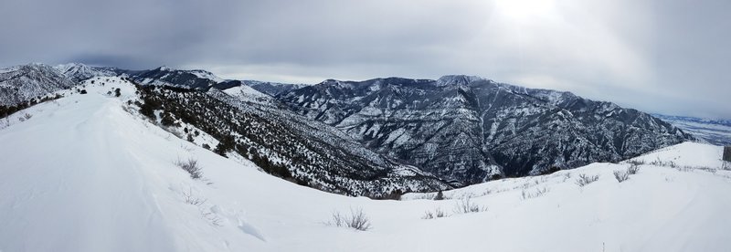 Panorama into Logan Canyon from summit - Feb 2019