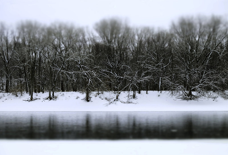 View from where Minnehaha Creek spills into the Mississippi River. Facing east toward St. Paul.