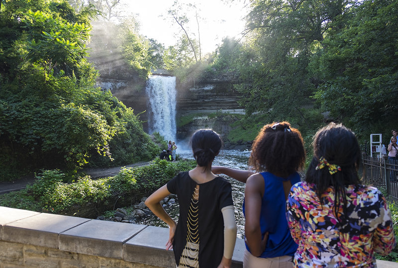 Taking in the sights at Minnehaha Falls