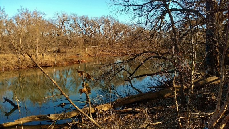 Small pond in February, with ducks, turtles, etc. in warmer months, just past the Visitor Center along Courage Trail.