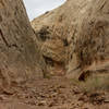 Narrow section just beyond the mouth of Lower Muley Twist Canyon.