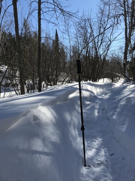 SHT gets it's fair share of snow, popular areas are well packed. Pic at Gooseberry falls state park