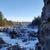 A view of the frozen St. Louis River from Jay Cooke's swinging bridge