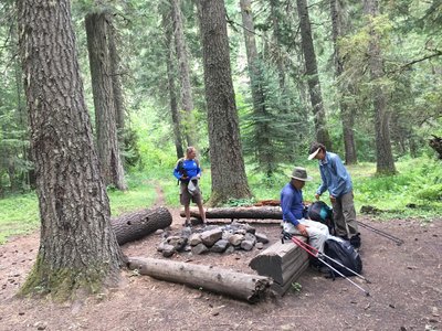 Campsite approximately 5 miles from lower trailhead. Near junction of Coyote Creek and North Fork Umatilla River.