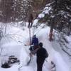 Crossing the ravine on Snowshoe Trail B1.