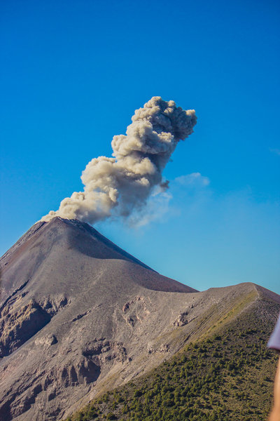 View of Volcán de Fuego from Las Terrazas on the SE slope of Acatenango