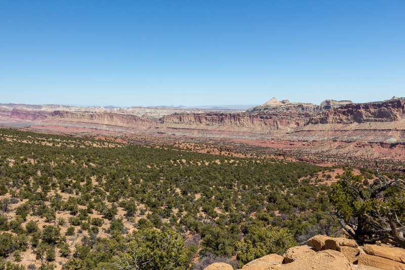 Waterpocket Fold north of Old Wagon Trail with Ferns Nipple standing out