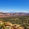 Waterpocket Fold south of Old Wagon Trail with the Henry Mountains in the background