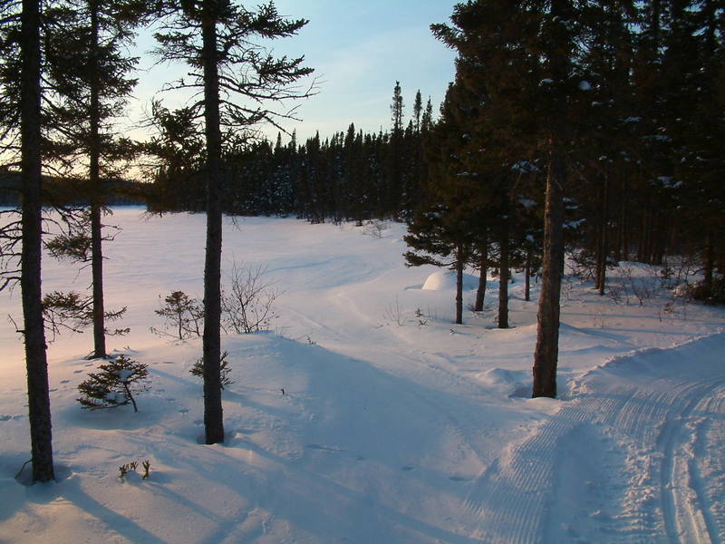 McLean Lake out in front of McLean Cabin. Try back country skiing to the end of the lake, overland to Tilt Pond and then follow a cut trail to Colin's Hut.