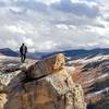 From the summit of Steamboat rock looking south towards a cloud covered cloud peak wilderness.