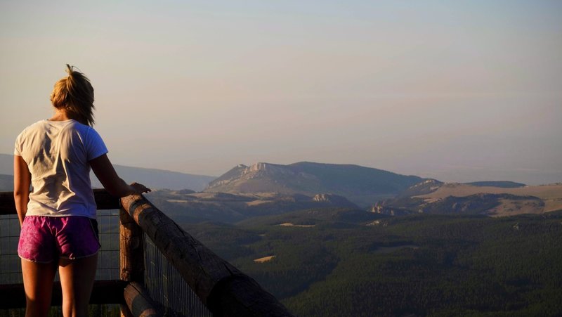 Looking Northeast towards Steamboat Rock from the Summit of Black Mountain. The old lookout still remains today providing hiders with a convenient place to rest at the end of the hike.