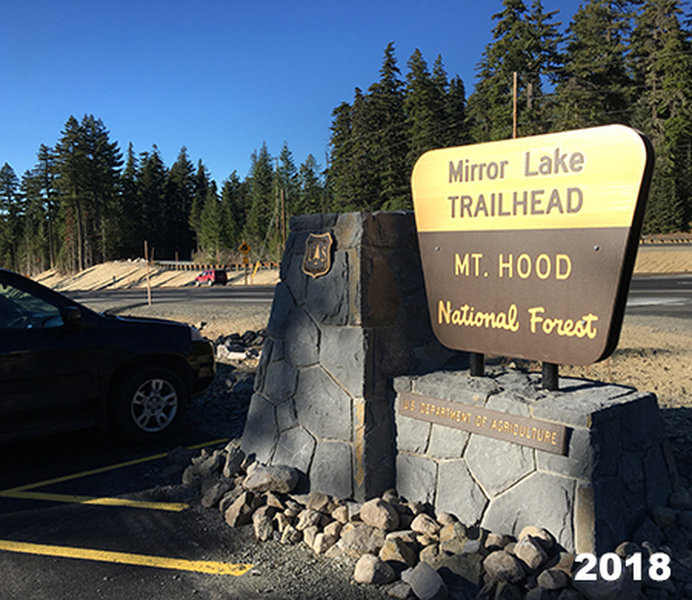 The newly relocated Mirror Lake Trailhead is on the west end of Mt. Hood Skibowl.  Photo by Knud Martin, Federal Lands Highway Division