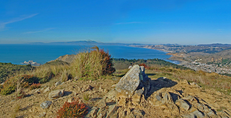 Looking towards Tamalpais from the top of San Pedro Mountain. You can see up the coast from Pacifica to San Francisco's Sunset district