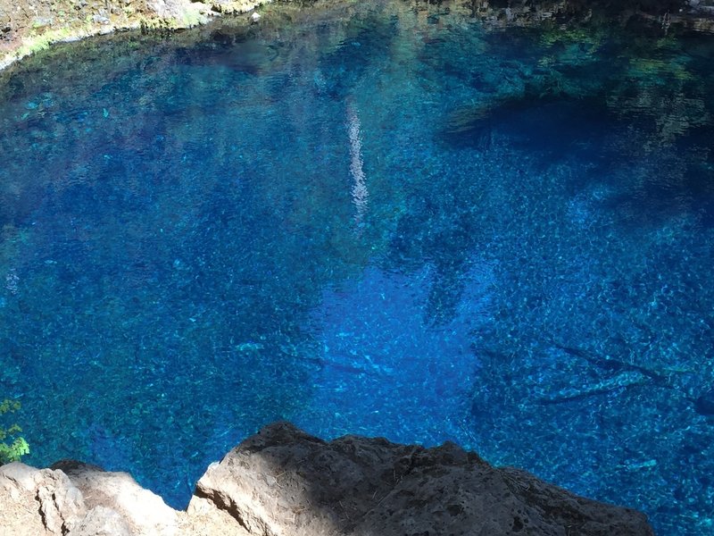 Lava rock section, looking down on Blue Pool.