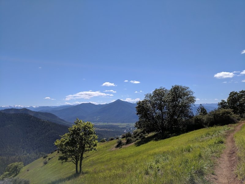 On ridge, facing west, trail still under development of spring '17.