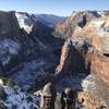 Observation Point lookout with snow (in February).