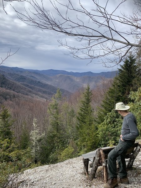 Mica mine tailings pile with beautiful view to the Black Mountains