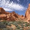 A view of the red rock formations along the Pinnacles Trail.