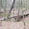 Wooden Footbridge over a seasonal stream bed near the southern end of the New Deal Trail, Lake Murray State Park, OK