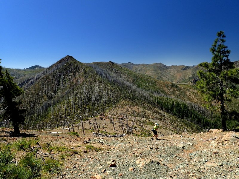 Climbing Eagle Mountain with Whetstone Butte in the distance.