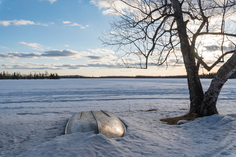 Canoe in the snow - Bear Head Lake State Park, Minnesota