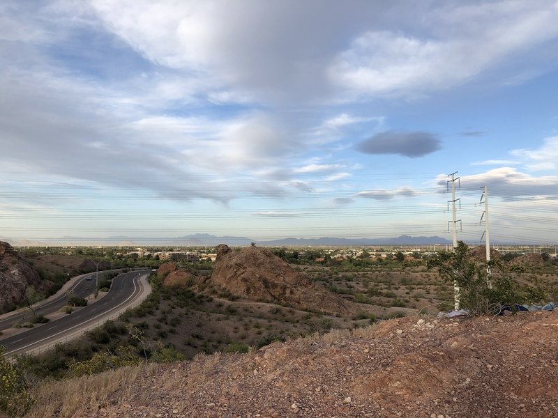 Looking east from high point on Cactus Trail - the next segment from here goes through the notch in the rock outcropping