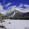 Willow Park, about a third of the way from trailhead to Willow Lake, is a one hour walk. This is early winter. The trail goes right by Willow Park so you can't possibly miss it. Challenger Point is seen in the middle; Willow Lake is in the bowl on left.