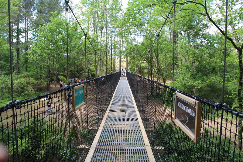 170-ft suspension bridge across Twelve Mile Creek and NC/SC line