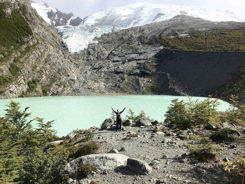 Incredible color of lake in front of Glacier Huemul. Amazing!