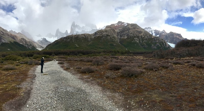 Fitz Roy in the clouds but the scenery is spectacular