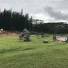 Playground and skatepark area at Anaina Hou Community Park.  Trailhead behind the playground.