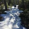 Deep snow on the trail on the northern approach to Black Elk Peak.