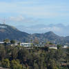 Hollywood sign and distant mountains from Runyon Canyon