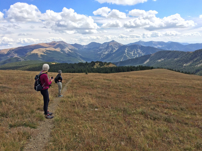 On the way to the summit, looking at Taos Ski Valley and the Wheeler Peak Wilderness.