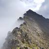 Looking up at the false summit of Homicide Peak from the north. It looks much more menacing than it actually was and less exposed than the backside.