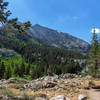 Diamond Peak east of South Fork Woods Creek with its treeless western flank.