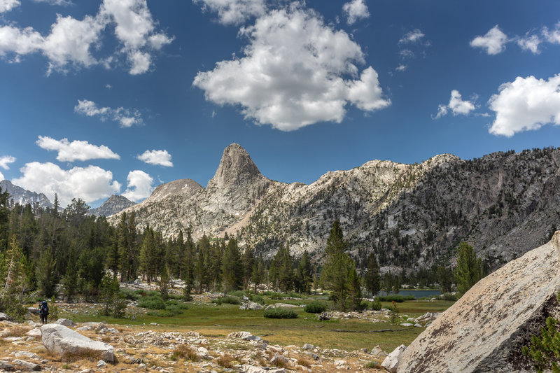 Fin Dome dominates the view as you enter the Rae Lakes Basin.