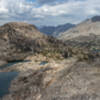 View from the final ascent to Glen Pass. You can see Diamond Peak and Black Mountains, and get glimpse of the Rae Lakes.