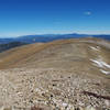 Looking north at the Wheeler Peak Trail and the switchbacks from La Cal Basin.