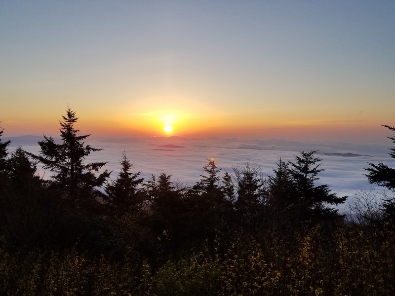 Sunrise on Gibbs Mountain Smaller Appalachian mountains poke through the low clouds