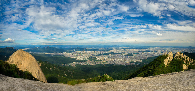 Views of Seoul from above, Insubong on the left