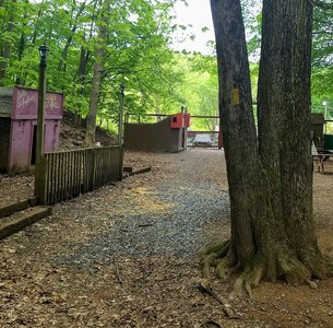 Pretzel Hut petting zoo exit/entrance; note the gold blaze