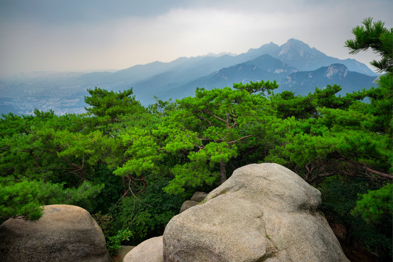 View looking southwest towards Bukhansan and Insubong peaks