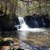 Waterfall and swimming hole next to the trail.