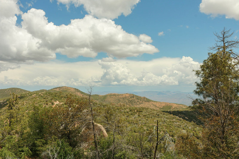 Looking east over the mountains from the trail.