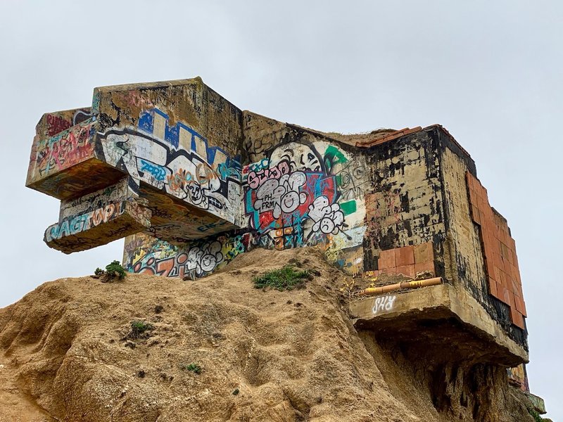 A short stroll south of the trail's southern end stands the remains of a WWII-era bunker. Today it's as much an art show as a historic site.